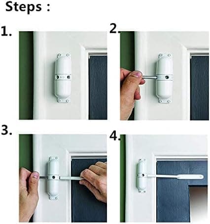 Door Closer Automatic Safety Spring Door Closer - Easy to Install to Convert Hinged Doors to Self-Closing - White
