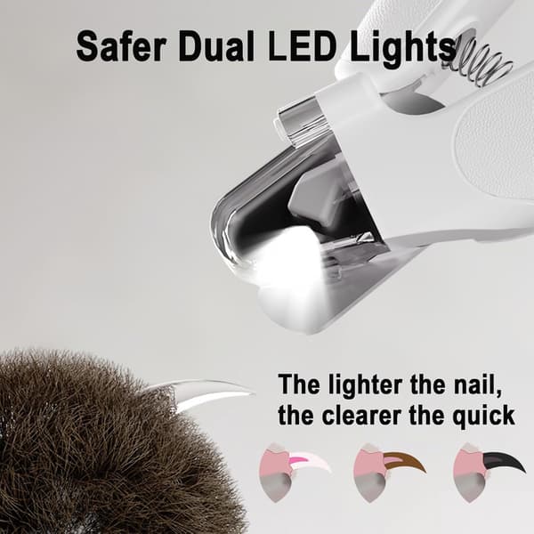 Hunde- og katteklo-klippere for små, mellomstore og store kjæledyr, 2 LED-lys og batteriindikator, USB-C, klo-oppsamler