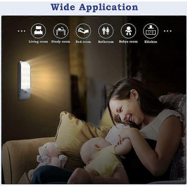 Auto LED [2-pack], 12 LED USB Rechargeable Wardrobe Night Light with Motion Sensor Magnetic Tape, 3 Modes (Auto/On/Off), 12*3.8*1.7cm