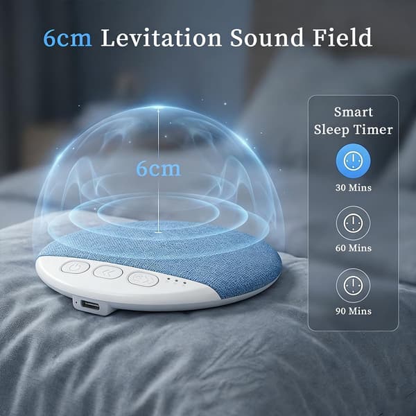 Bluetooth puthøyttaler for sove, under puten høyttaler med hvit støy og timer, privat sovehjelp hodetelefonalternativ for par, voksne