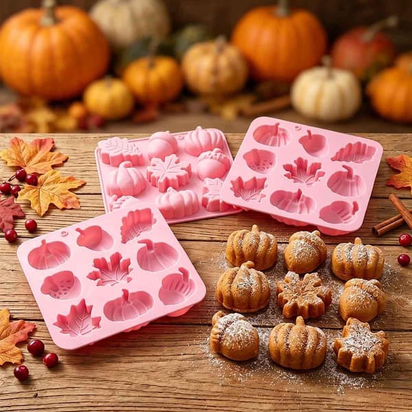 Halloweenpumpa, lönnlöv och ekollon silikonbakformar, 1 stycke