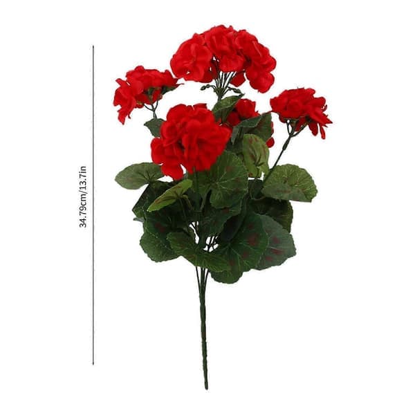 Konstgjord Geranium Silkesblomma Utomhus Trädgård Hängkorg Veranda Heminredning Geranium Röd