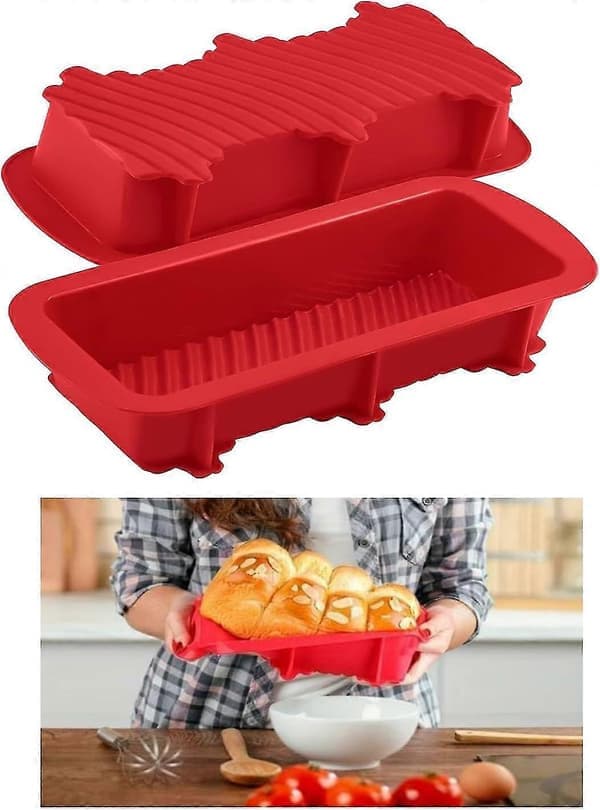 2-pak brødform til bagning af silikonebrødform store dejforme genanvendelige forme DIY ovnbageform rektangulær c