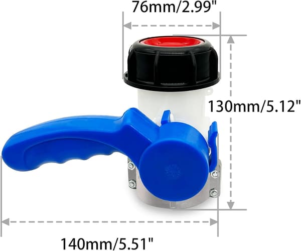 62 mm IBC vanntank sommerfuglventil kran vannadapter IBC vanntank vannbeholder kontrollkobling erstatning DN40