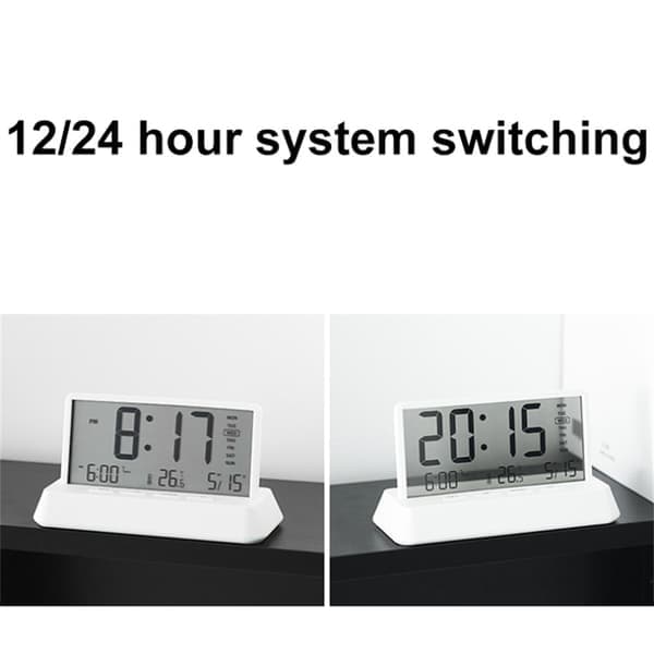 LED-display digital vekkerklokke med temperaturkalender slumrefunksjon svart