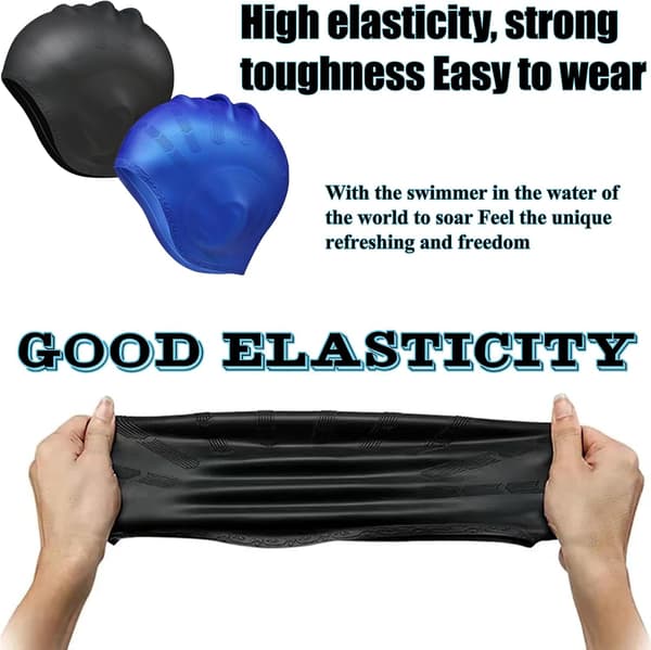 Høj elastisk silikone badehætte til unisex - skridsikker, beskytter ører og hår under svømning