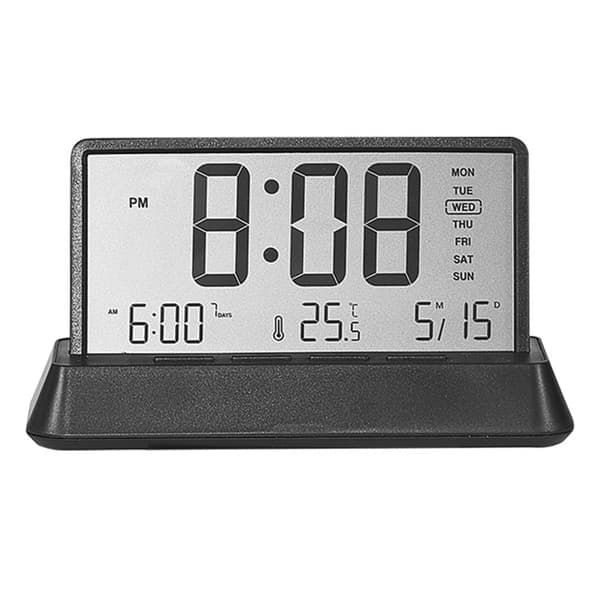 LED-display digital vekkerklokke med temperaturkalender slumrefunksjon svart