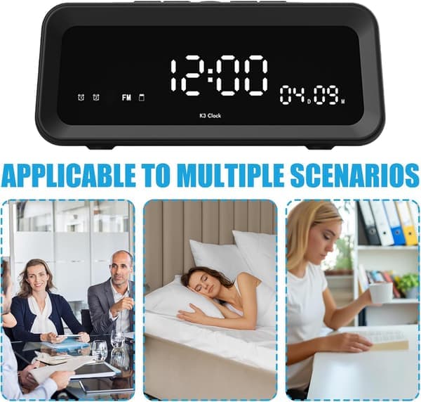 Wireless Alarm Clock with Speaker and Temperature Display - Bedside Music Player, Compact for Dorm Room, Living Room, Office