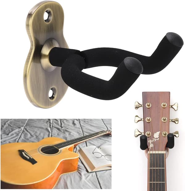 Gitarrväggkrokar, metallgitarrkrokar, displayställ lämpliga för ukulele- och fiolstudior/rum (champagne guld).