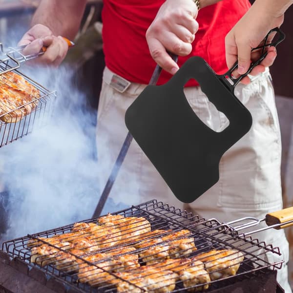 3-pak bærbart BBQ håndblæsersæt, letvægts plastik grillblæser, multifunktionel til udendørs madlavning og camping – sort