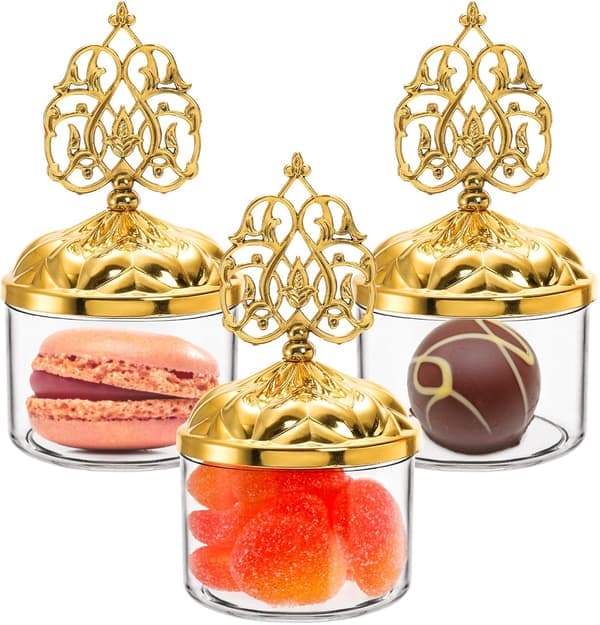 24 Clear Gift Boxes with Gold Lids, Dome-Shaped Gift Boxes for Wedding Party, Decorative Candy Storage Containers for Desserts