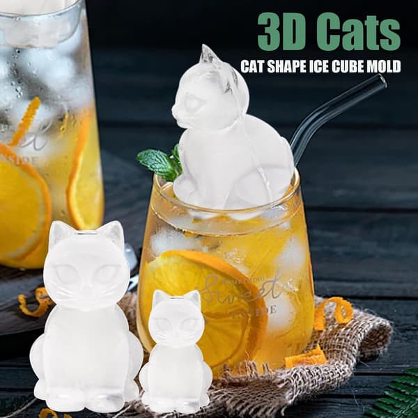 Is Kat Isbakke - 3D Katteform til Whisky Bourbon, 4-hullers Store Sjove Forme
