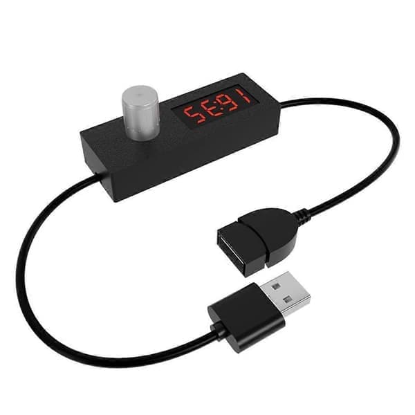 USB-strömbrytare med timer och kopplingskabel för hemelektronik, enkel att installera.