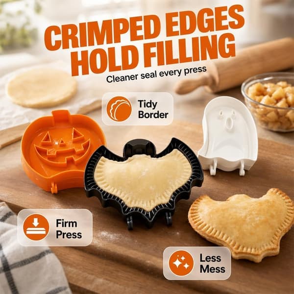 Mini Hand Pie Molds Set, 3 Pcs Pumpkin Bat Ghost Pie Press for Baking, Create Cute Pocket Pies Easily, Small Pastry Baking, 6 Pcs