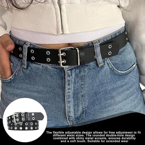 Black Punk Belt with Studs 110cm, Rock Gothic Studded Belt for Jeans – Unisex Alternative Metal Punk Accessory
