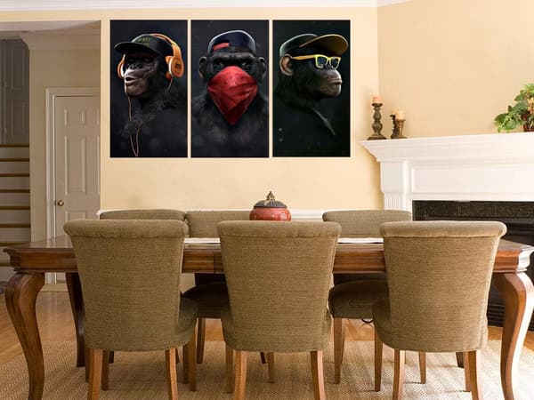Wise Monkeys Canvas Väggkonsttryck Canvastryck för vardagsrum Modern heminredning 30x50cm 3 delar endast canvas