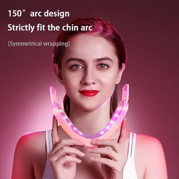 Adjustable Facial Support | 12 Vibration Modes + 5 LED Lights | Ergonomic Design | Portable Comfort (Pink)