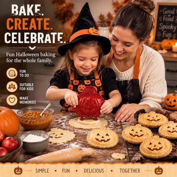 8-Design Halloween Filled Pie Press Collection, Reusable Halloween Mold