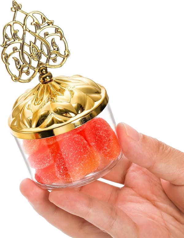 24 Clear Gift Boxes with Gold Lids, Dome-Shaped Gift Boxes for Wedding Party, Decorative Candy Storage Containers for Desserts