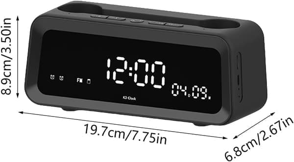 Wireless Alarm Clock with Speaker and Temperature Display - Bedside Music Player, Compact for Dorm Room, Living Room, Office