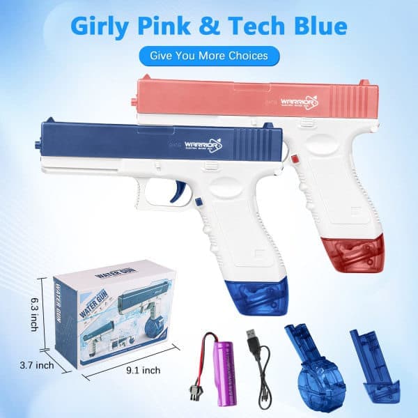 Glock Elektrisk Vandpistol, Automatisk Sprøjte, Børnebadelegetøj, Strandlegetøj - Pink