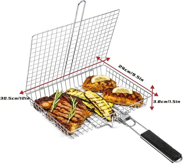 Sammenklappelig grillrist i rustfrit stål, udendørs madlavningsværktøj og tilbehør, grill