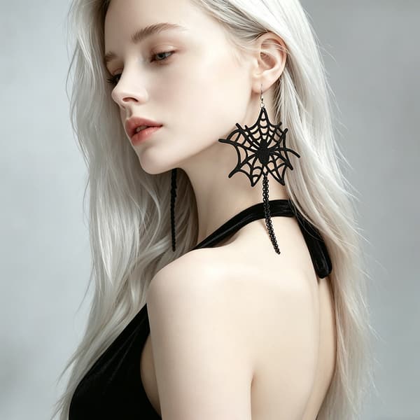 Edderkoppespind kvastøreringe – Gotiske Halloween dinglende øreringe og uhyggelige sæsonaccessories