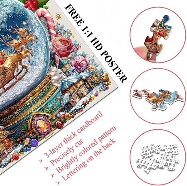 Julkalender 2025 - Snöbollspussel (1000 bitar) - Julkalenderpussel - 24 dagar kvar - 50x50 cm