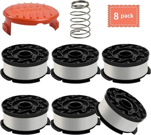 Trimmertråd til Black and Decker Trimmer/Kantklipper, AF-100, 6 spoler, 1 hætte, 1 fjeder