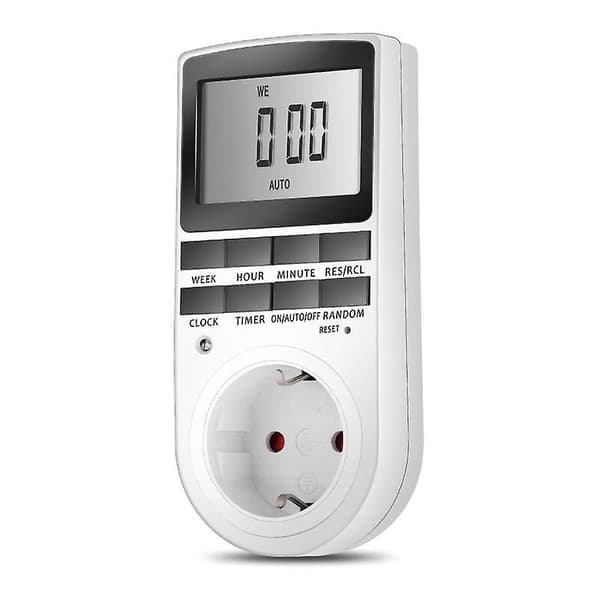 Timer til stikkontakt, 24/7 2200W Digital Timer til Stikkontakt Tilfældig Tilstand Tyverisikring til Hvidevarer Energieffektiv
