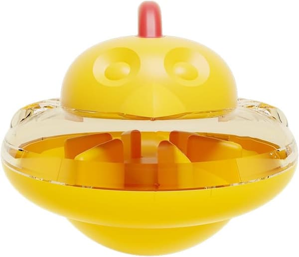 Interaktiv Kattefoderdispenser Legetøj — Gul Rullende Bold Design — Godbidsdispenser