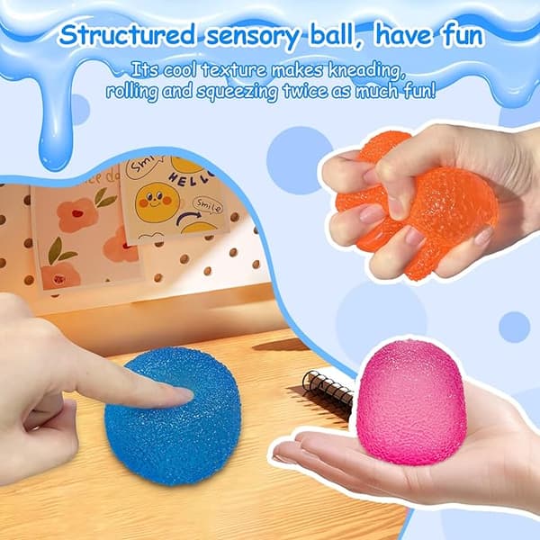 Stressbold - Gummy-formet, velegnet til børn og voksne, klembar, sensorisk stimulering, stresslindring, perfekt fødselsdagsgave (blå).