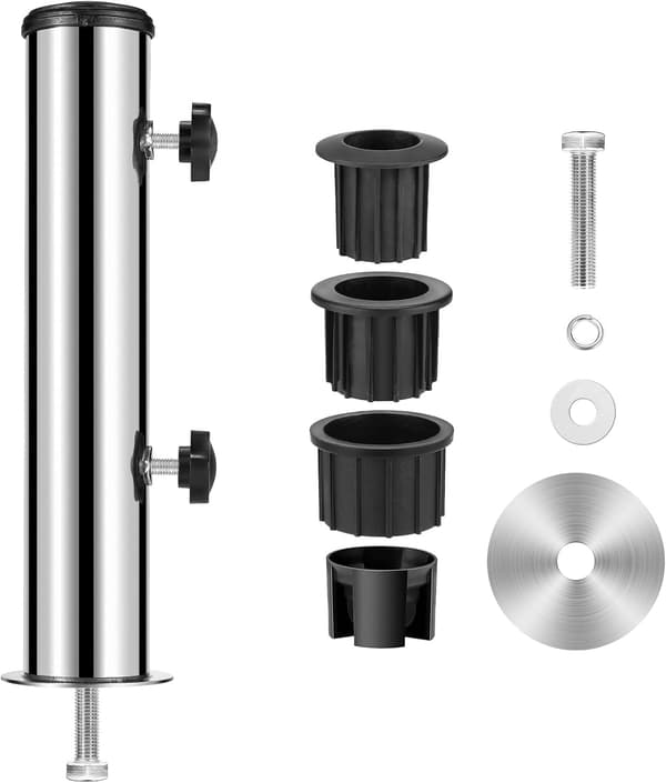 Universell granitparaplyramrör utomhusfäste, kraftigt marmorflaggstångsfäste, bords paraplyrörsfäste, DIY metallrör paraplyram