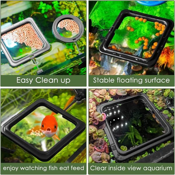 Fiskefodringsring 2 stk. Akvarium og tank flydende ringe Foderautomater med sugekop (sort)
