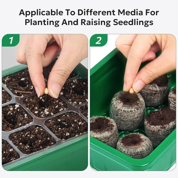 Seed Trays - 10-pack (120 cells total) - Seed Starter Kit - Reusable Seed Trays with Lids for Plant Propagation - Germination Set