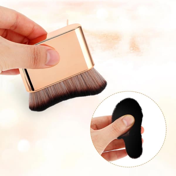 Selvbrunerbørste Blød Kropsmakeupbørste Bærbar Selvbrunerbørste Selvbruner Ansigtsbørste Kabuki Foundationbørste til Krops- og Benmakeup (Roseguld)