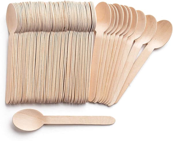 Biologiskt Nedbrytbara Engångsskedar i Trä - 160MM - 100-pack