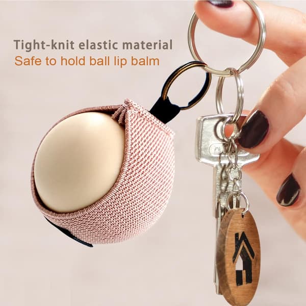 Læbepomadeholder med nøglering Læbestiftholder Tætsiddende elastisk holder til kugleformet læbepomade Læbestiftholder Nøglering (Sort X3)