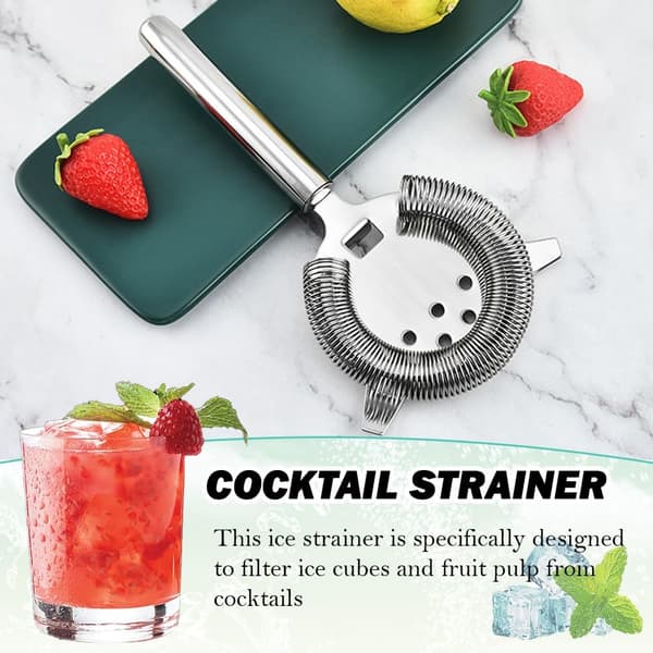 Cocktail Si Rustfrit Stål Barsier Sølv Martini Si til Drinks Boston Shaker Blandeglas Bartender Hawthorne Værktøj
