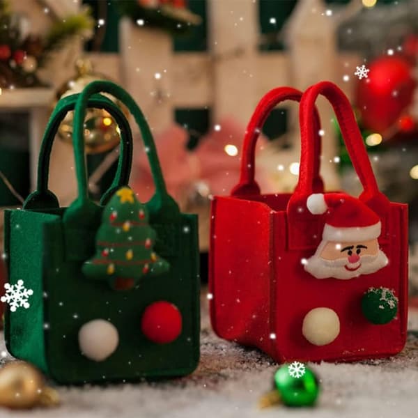 God Jul, Julafton, portabla äppelväskor, filtväskor, presenter, godis och kakor, små presenter, fredsfrukt presentförpackningar.