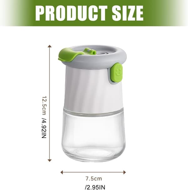 Robust glass container for salt and pepper - with push button for easy dispensing - space-saving glass spice bottle