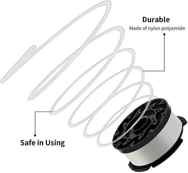 Trimmertråd til Black and Decker Trimmer/Kantklipper, AF-100, 6 spoler, 1 hætte, 1 fjeder