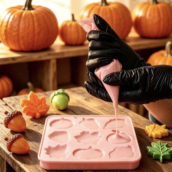 Halloweenpumpa, lönnlöv och ekollon silikonbakformar, 1 stycke