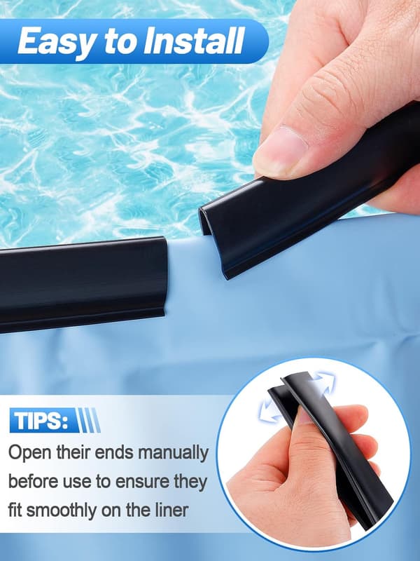24\" Pool Coping Strips 33-pak, Overlap Liner Lock Erstatning til Runde & Ovale Overjordiske Pools, Holdbare Plastikclips