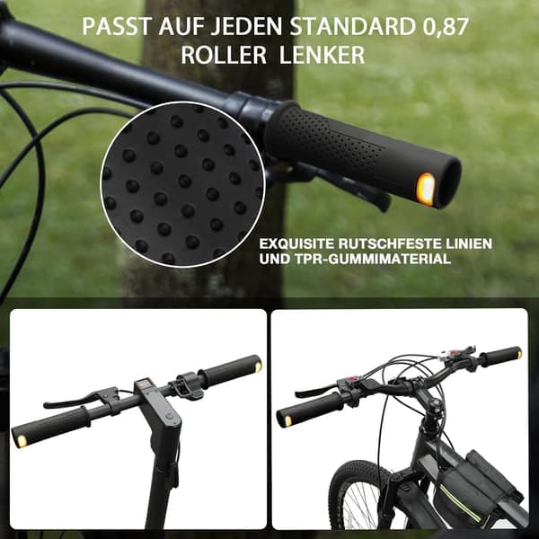 Bike Turn Signals - E-scooter Turn Signals - Handlebar Lights - USB Rechargeable - Wireless Remote Control - IPX5 Waterproof - Black