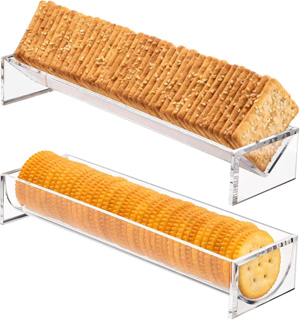 2-pack rektangulära kakfat i klar akryl – för servering på fest, charkuterier, snacksdisplay – viktigt för hemmaköket