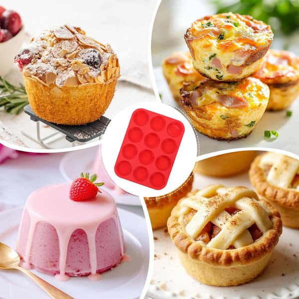 12-kops silikone muffinform til bagning af cupcakes - non-stick silikoneform