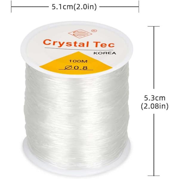Krystalltråd elastisk snor - 100 m elastisk perlesnor for armbånd, elastisk perlesnor, passer lett gjennom perlesmykker 0,8 mm