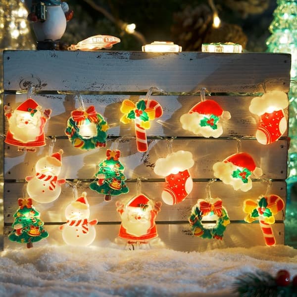 Christmas LED Santa Claus Snowman Hanging String Lights Creative Window Atmosphere Decoration String Lights Christmas Tree Holiday Lights Pendant