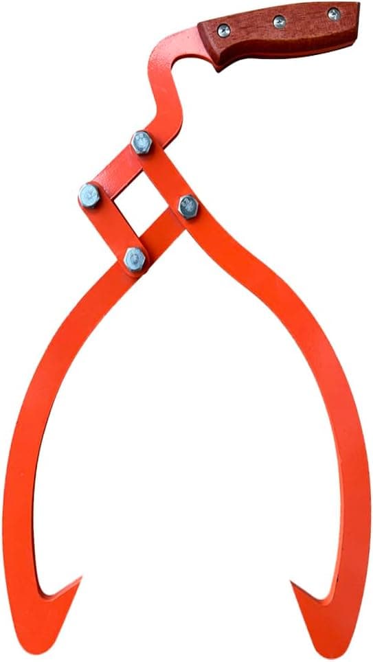 Tømmerklo med trehåndtak, 2 klør, sklisikkert grep, verktøy for løfting, håndtering, sleping og bæring av tømmer (30 cm)